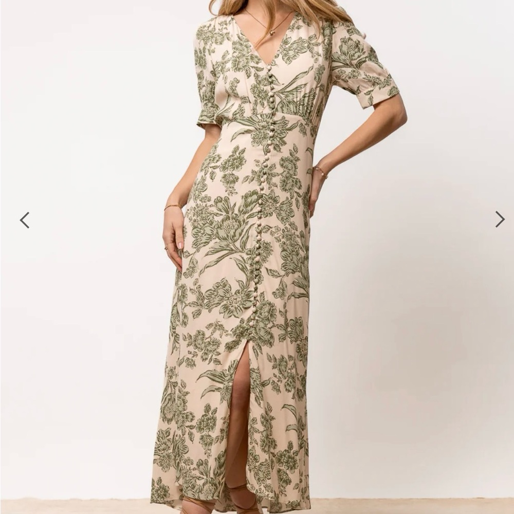 Lia Floral Midi Dress in Sage